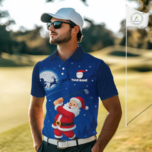 Load image into Gallery viewer, Funny Santa Christmas Golf polo shirts for men Custom Blue team golf jerseys, Christmas golf gifts NQS10828