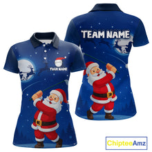 Load image into Gallery viewer, Funny Santa Christmas Golf polo shirts for Women Custom Blue team golf jerseys, Christmas golf gifts NQS10828