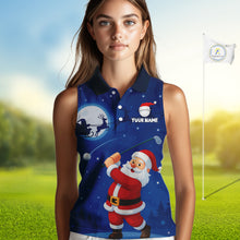 Load image into Gallery viewer, Funny Santa Christmas Golf Sleeveless polo shirt Custom Blue team golf jerseys, Christmas golf gifts NQS10828