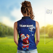 Load image into Gallery viewer, Funny Santa Christmas Golf Sleeveless polo shirt Custom Blue team golf jerseys, Christmas golf gifts NQS10828