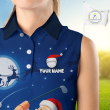 Load image into Gallery viewer, Funny Santa Christmas Golf Sleeveless polo shirt Custom Blue team golf jerseys, Christmas golf gifts NQS10828