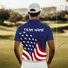 Load image into Gallery viewer, Red, White and Blue American Flag Skull Golf polo shirts for men custom patriotic golf top for men NQS10851