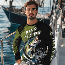Load image into Gallery viewer, Black and Green Largemouth Bass Fishing Jerseys Custom Bass performance fishing apparel NQS11068