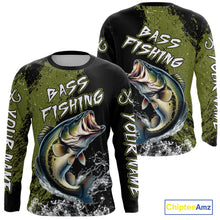 Load image into Gallery viewer, Black and Green Largemouth Bass Fishing Jerseys Custom Bass performance fishing apparel NQS11068