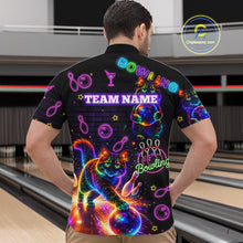 Load image into Gallery viewer, Custom Funny Cat Neon Bowling Jerseys for Men Bowling Outfit Polo &amp; 1/4 Zip Bowling Team Shirts NQS11515