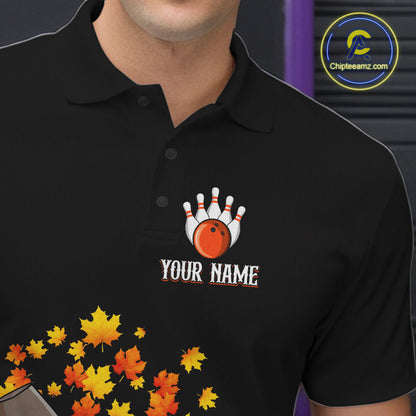 Funny Turkey Bowling Shirts For Men, Autumn Leaf Thanksgiving Bowling Tournament Shirts NQS10716