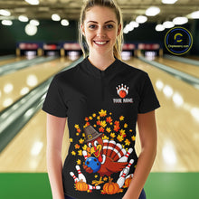 Load image into Gallery viewer, Funny Turkey Bowling Shirts For Women, Autumn Leaf Thanksgiving Bowling Tournament Shirts NQS10716