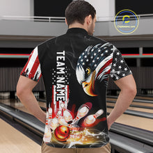 Load image into Gallery viewer, American Flag smoke Eagle Bowling Polo, 1/4 zip Shirts For Men Custom patriotic Bowling team jerseys NQS10719