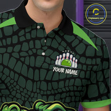 Load image into Gallery viewer, Green Alligator Bowling Polo, Quarter Zip shirts for Men Custom Team bowling uniform jersey NQS10734