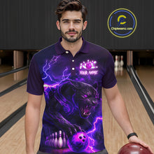 Load image into Gallery viewer, Purple Thunder Lightning Custom Panther Bowling Polo, 1/4 zip Shirts For Men, Panther Bowling Jerseys NQS10789