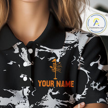 Load image into Gallery viewer, Black and Gray Camo Orange Disc Golf basket Women Disc golf polo shirts Custom team disc golf jerseys NQS10796