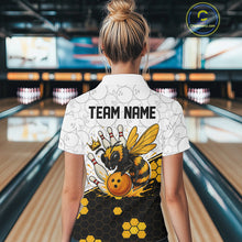 Load image into Gallery viewer, Black and White Camo Bowling Yellow Honey Bee Bowling shirts for Women Custom Team bowling jersey NQS11249