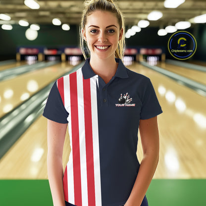 Retro Bowling Shirts For Women custom Red, White and Blue patriotic bowling outfits team jerseys NQS11446