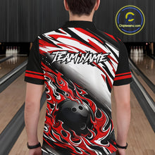 Load image into Gallery viewer, Red Flame Bowling Polo, Quarter Zip Shirts For Men Custom Bowling Team Jerseys, Gift For Bowlers NQS11738