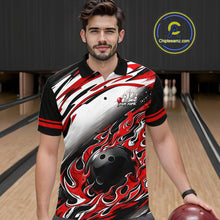 Load image into Gallery viewer, Red Flame Bowling Polo, Quarter Zip Shirts For Men Custom Bowling Team Jerseys, Gift For Bowlers NQS11738