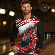 Load image into Gallery viewer, Red Flame Bowling Polo, Quarter Zip Shirts For Men Custom Bowling Team Jerseys, Gift For Bowlers NQS11738