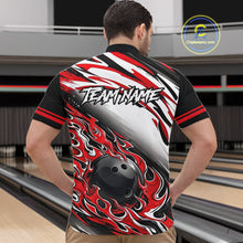 Load image into Gallery viewer, Red Flame Bowling Polo, Quarter Zip Shirts For Men Custom Bowling Team Jerseys, Gift For Bowlers NQS11738