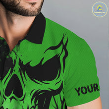 Load image into Gallery viewer, Custom Skull Golf Polo Shirts For Men Halloween Golf Outfits, personalized golf gifts | Green NQS10660