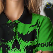 Load image into Gallery viewer, Custom Skull Golf Polo Shirts For Women Halloween Golf Outfits, personalized golf gifts | Green NQS10660