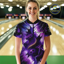 Load image into Gallery viewer, Custom Black And Purple Thunder Lightning Cobra Snake Bowling Women Polo, Quarter Zip Shirts For Team NQS10670