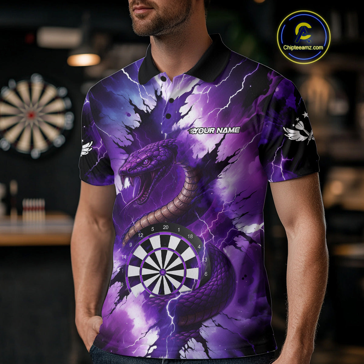 Purple Thunder Lightning Custom Cobra Snake Men Dart Shirts Best Dart Jerseys Dart Team Shirts NQS10693