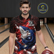 Load image into Gallery viewer, Red Lightning Thunder Angry Shark Bowling shirts For Men Custom Shark Bowling Team Jerseys NQS11756