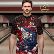 Load image into Gallery viewer, Red Lightning Thunder Angry Shark Bowling shirts For Men Custom Shark Bowling Team Jerseys NQS11756
