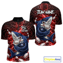 Load image into Gallery viewer, Red Lightning Thunder Angry Shark Bowling shirts For Men Custom Shark Bowling Team Jerseys NQS11756