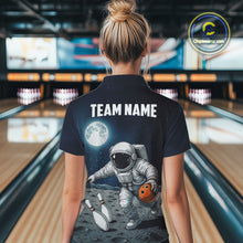Load image into Gallery viewer, Funny Astronaut Bowling Polo, Quarter Zip Shirt For Women Custom Bowling Team Outfit, Gift For Bowler NQS10694