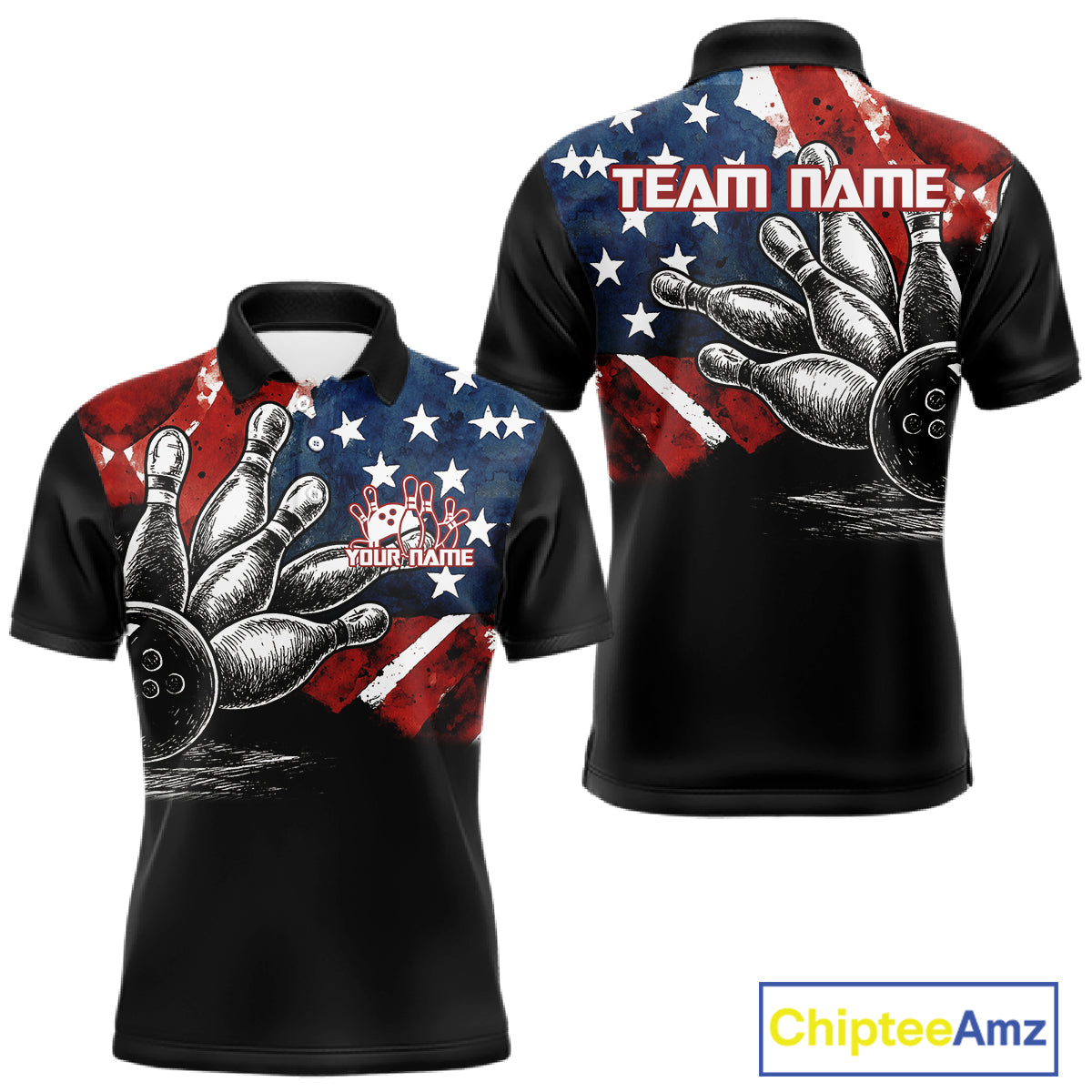 Personalized American Flag Bowling Team Shirts For Men, Patriotic Bowling Gifts NQS10829