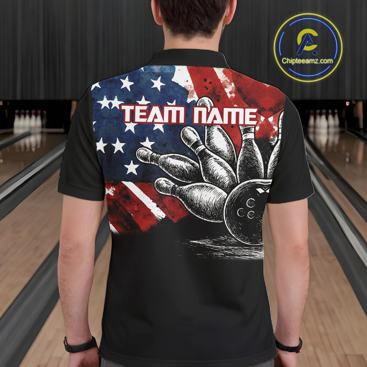 Personalized American Flag Bowling Team Shirts For Men, Patriotic Bowling Gifts NQS10829
