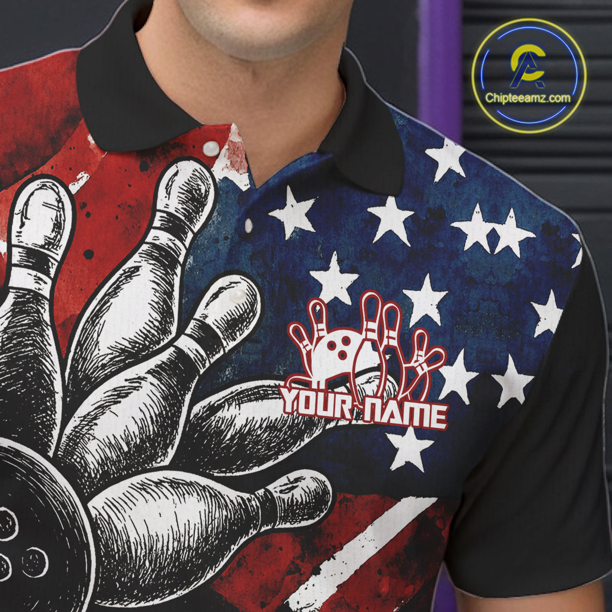 Personalized American Flag Bowling Team Shirts For Men, Patriotic Bowling Gifts NQS10829
