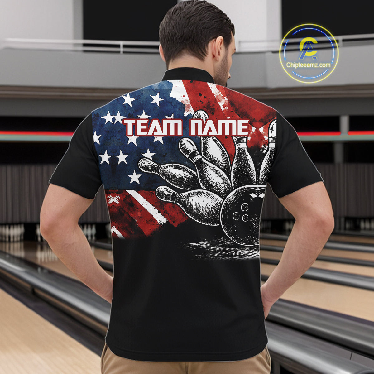 Personalized American Flag Bowling Team Shirts For Men, Patriotic Bowling Gifts NQS10829