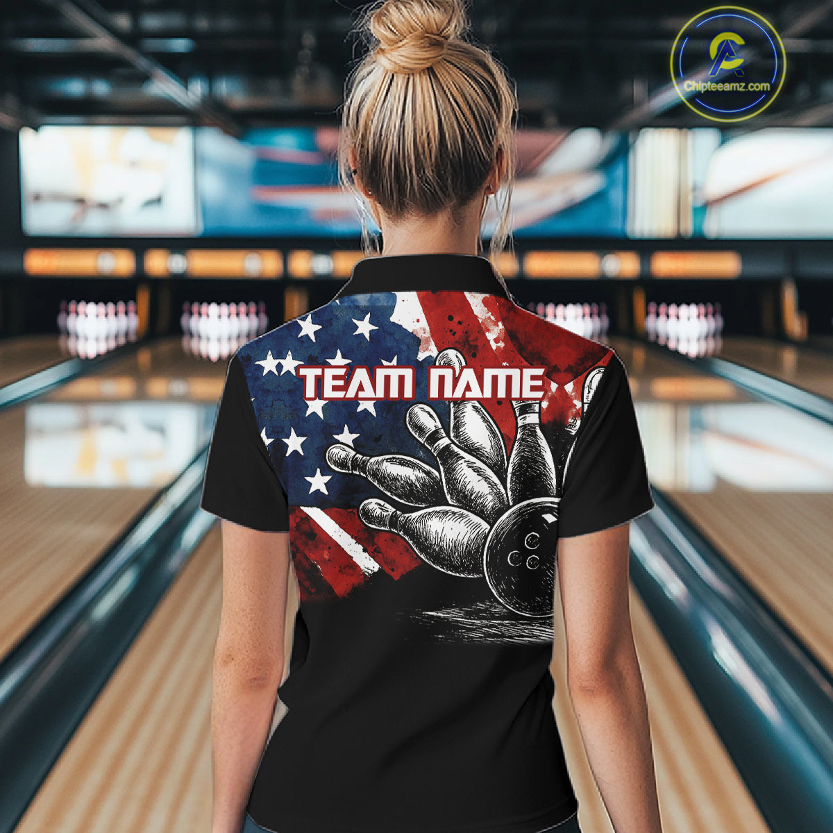 Personalized American Flag Bowling Team Shirts For Women, Patriotic Bowling Gifts NQS10829