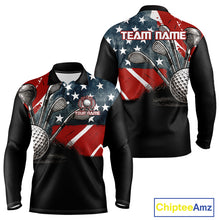 Load image into Gallery viewer, Personalized American Flag Golf Polo Shirts For Men, Patriotic Golf Gifts NQS10830
