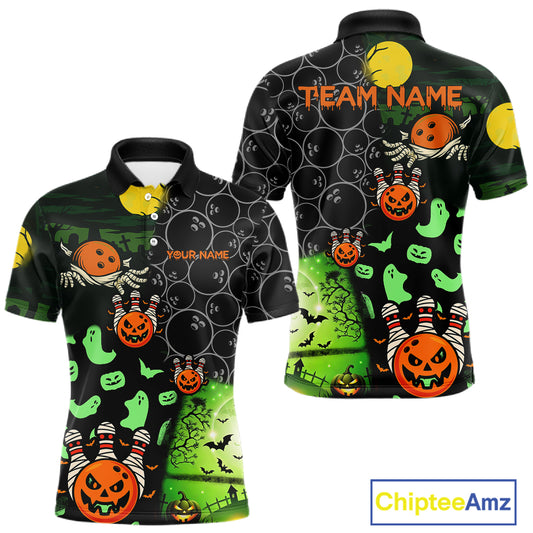 Custom Funny Halloween Team Bowling Shirts For Men, Personalized Halloween Bowling Gifts NQS10833