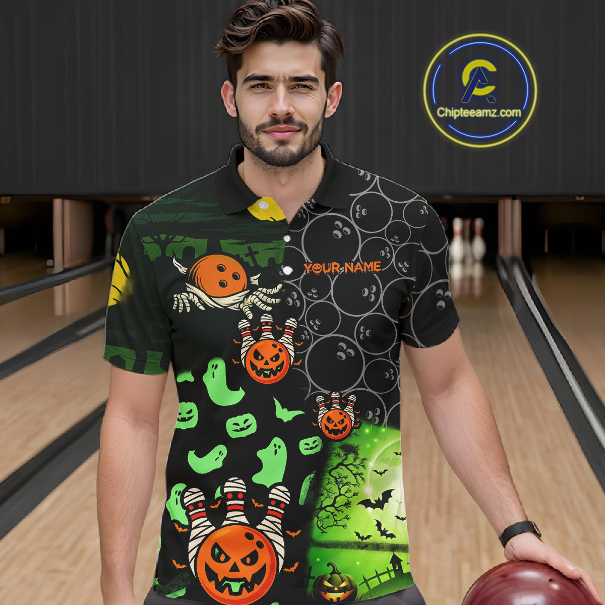 Custom Funny Halloween Team Bowling Shirts For Men, Personalized Halloween Bowling Gifts NQS10833