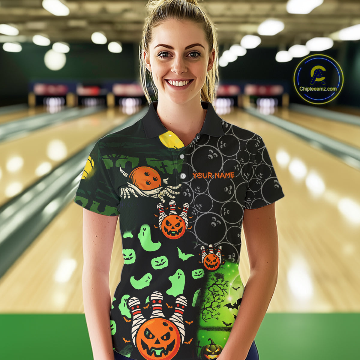 Custom Funny Halloween Team Bowling Shirts For Women, Personalized Halloween Bowling Gifts NQS10833