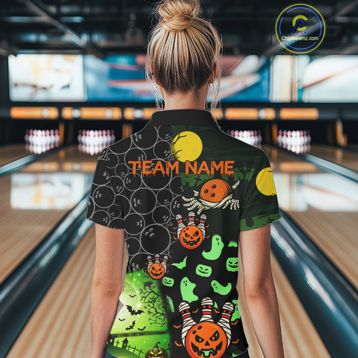 Custom Funny Halloween Team Bowling Shirts For Women, Personalized Halloween Bowling Gifts NQS10833