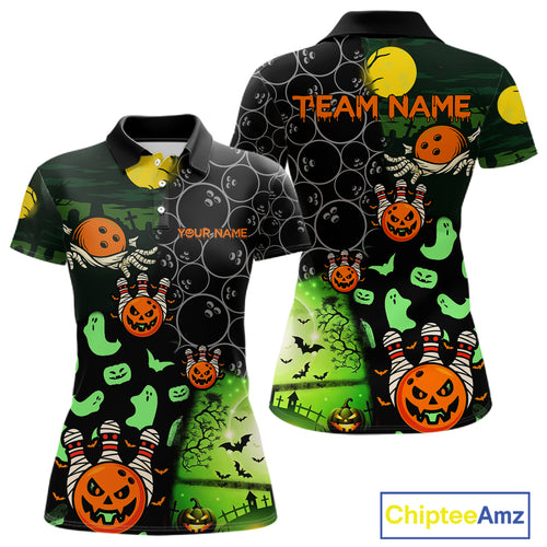 Custom Funny Halloween Team Bowling Shirts For Women, Personalized Halloween Bowling Gifts NQS10833
