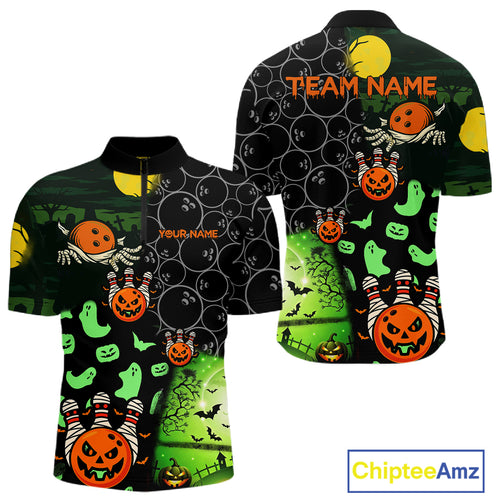 Custom Funny Halloween Team Bowling Shirts For Men, Personalized Halloween Bowling Gifts NQS10833