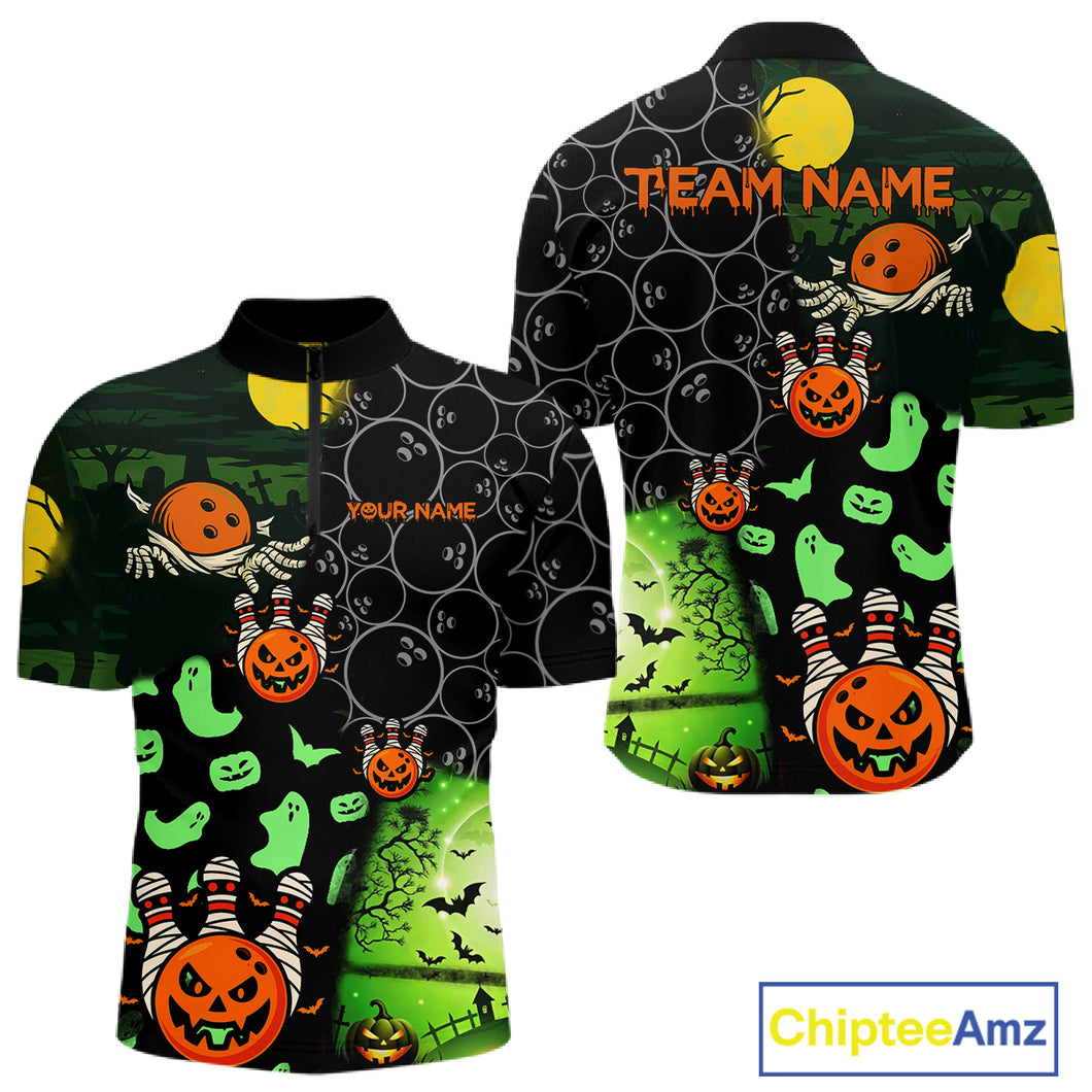 Custom Funny Halloween Team Bowling Shirts For Men, Personalized Halloween Bowling Gifts NQS10833