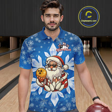 Load image into Gallery viewer, Blue Snowflake Funny Santa Bowling Shirts For Men Custom Christmas Bowling Team Jersey Xmas Gifts NQS11007
