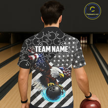 Load image into Gallery viewer, Black &amp; White American flag Eagle Button-up bowling shirt custom Patriotic Bowling Team League Jersey NQS11424
