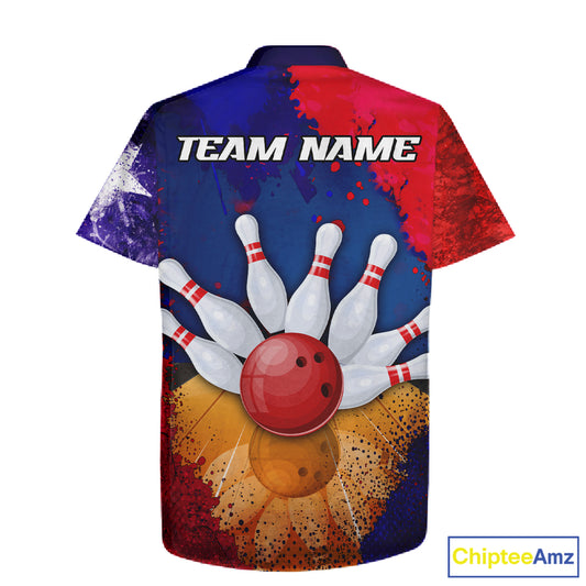 Custom Texas Flag Bowling Button-up Shirt, Patriotic Texas Bowling Team League Jerseys NQS11626