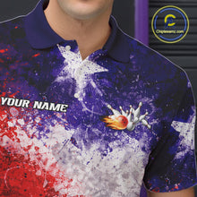 Load image into Gallery viewer, Custom Texas Flag Bowling Polo, 1/4 zip Shirts For Men, Patriotic Texas Bowling Team League Jerseys NQS11626