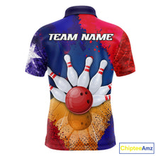 Load image into Gallery viewer, Custom Texas Flag Bowling Polo, 1/4 zip Shirts For Men, Patriotic Texas Bowling Team League Jerseys NQS11626