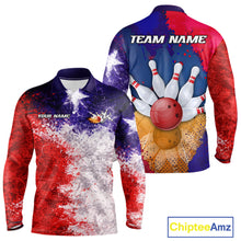 Load image into Gallery viewer, Custom Texas Flag Bowling Polo, 1/4 zip Shirts For Men, Patriotic Texas Bowling Team League Jerseys NQS11626