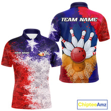 Load image into Gallery viewer, Custom Texas Flag Bowling Polo, 1/4 zip Shirts For Men, Patriotic Texas Bowling Team League Jerseys NQS11626