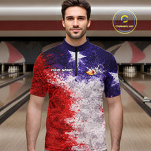 Load image into Gallery viewer, Custom Texas Flag Bowling Polo, 1/4 zip Shirts For Men, Patriotic Texas Bowling Team League Jerseys NQS11626